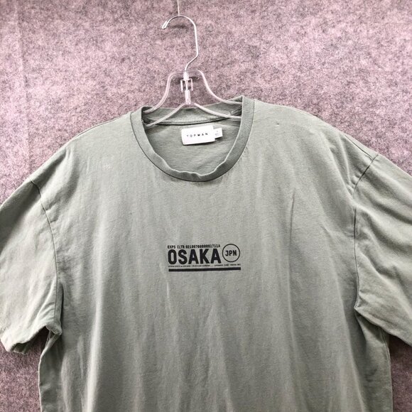 Topman Osaka Graphic T-Shirt Mens L Olive Green Short Sleeve Casual 100% Cotton - Picture 9 of 10